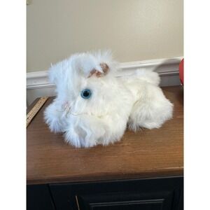 Lucy's Toys White Fuzzy Bunny with tail Plush Stuffed Animal Blue Eyes Long Tail